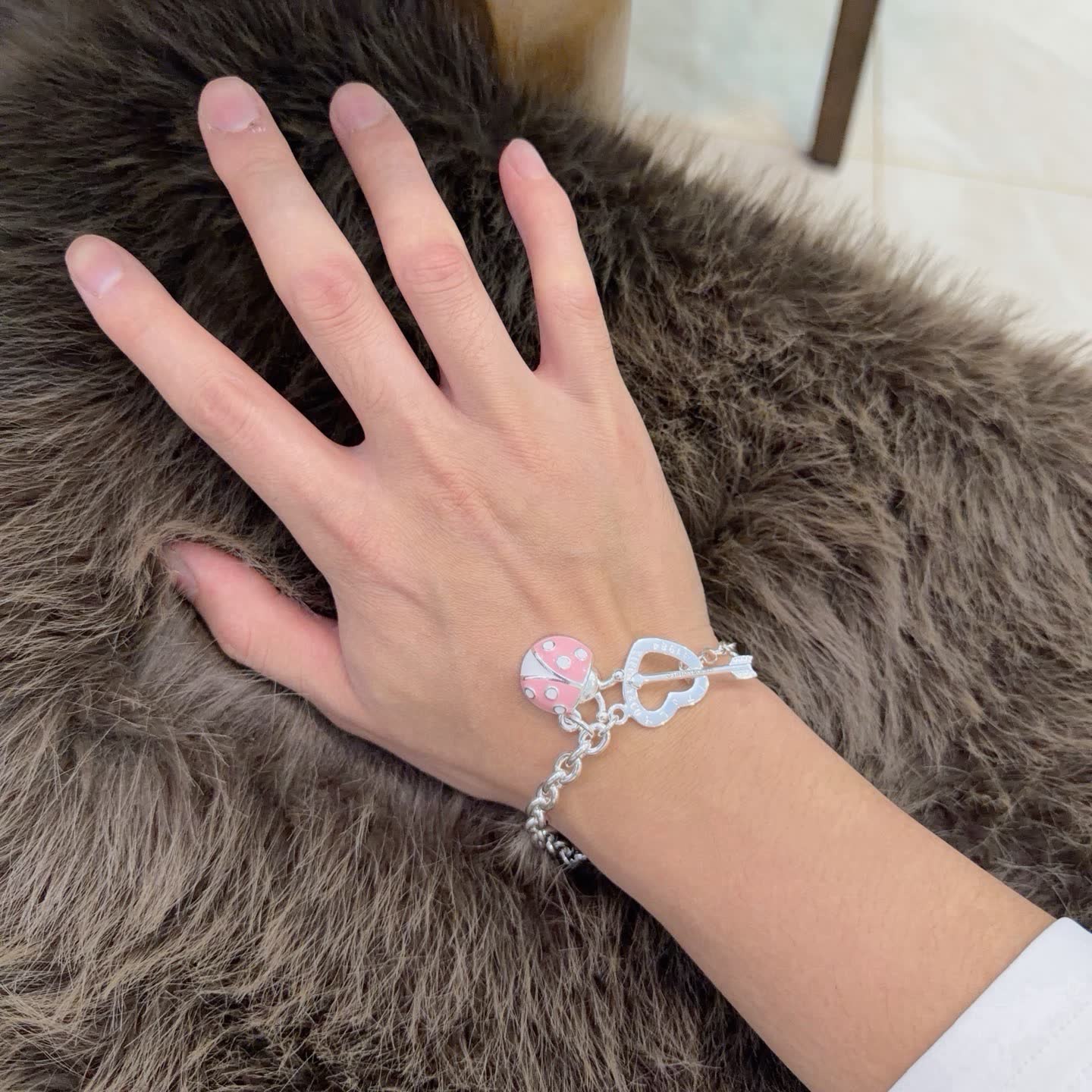 Tiffany & Co. Silver Ladybug Charm Bracelet